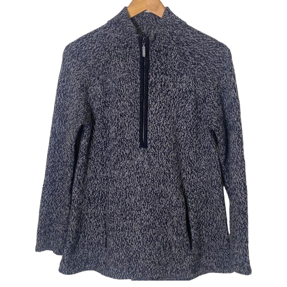 Garnet Hill Size XS Wool Blend 1/4 Zip Sweater with Pockets